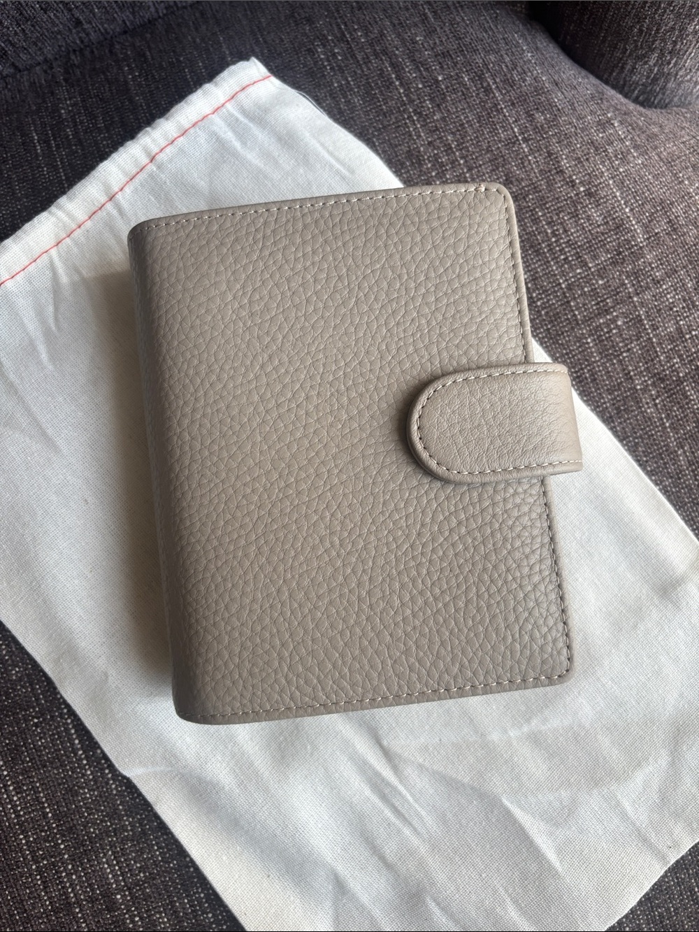 Filofax Pocket Rings Norfolk Leather Taupe Planner Notebook Cover Like New